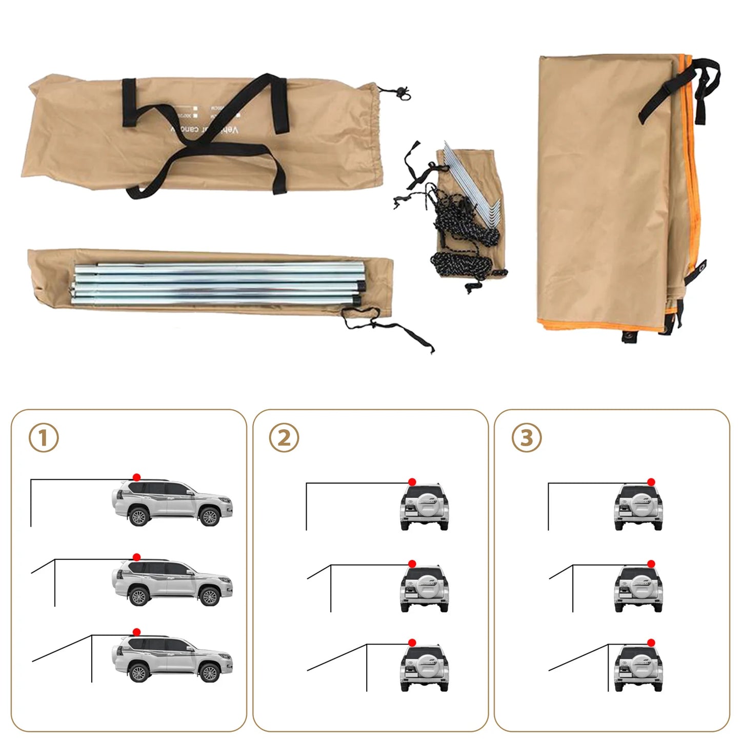 Car Shelter Shade Camping Side Car Roof Top